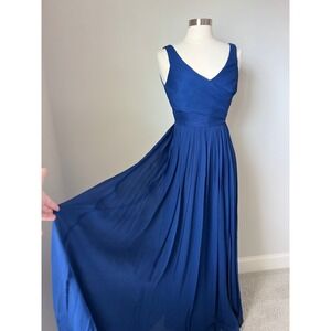 J.Crew Women Dress Size 6 Silk Chiffon Heidi Gown‎ Newport Blue MSRP $365